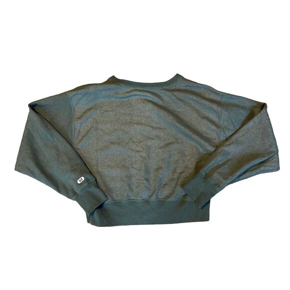 Abercrombie & Fitch Cropped Crewneck Sweater Green Metallic Women’s Size Medium - Picture 5 of 5